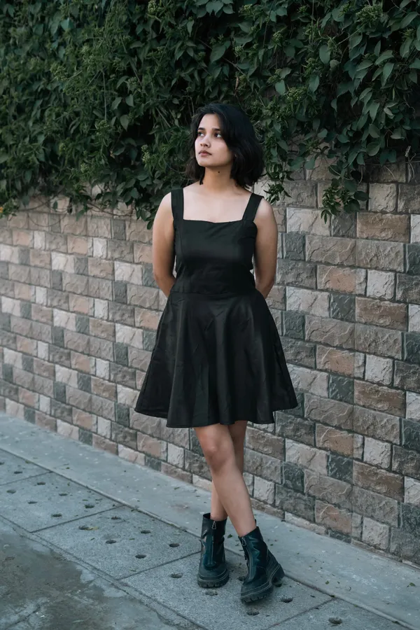 Black_Cotton-Linen_Blend_Mini_Dress_For_Women