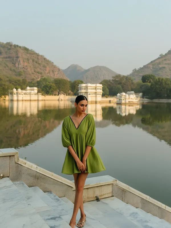 Olive_Cotton-Linen_Blend_Dress_For_Women