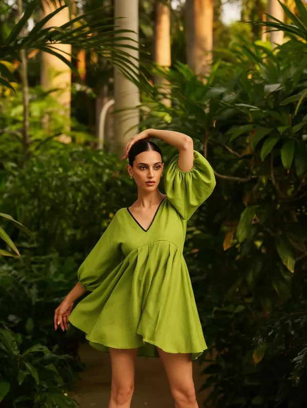 Olive_Cotton-Linen_Blend_Dress_For_Women
