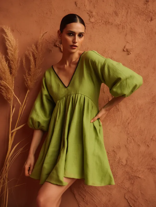 Olive_Cotton-Linen_Blend_Dress_For_Women