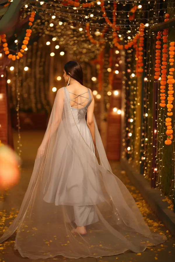 Grey_Japanese_Satin_&_Organza_Suit_For_Women