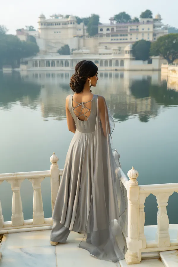 Grey_Japanese_Satin_&_Organza_Suit_For_Women