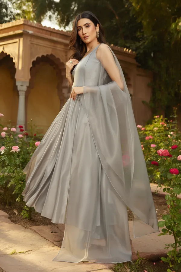Grey_Japanese_Satin_&_Organza_Suit_For_Women