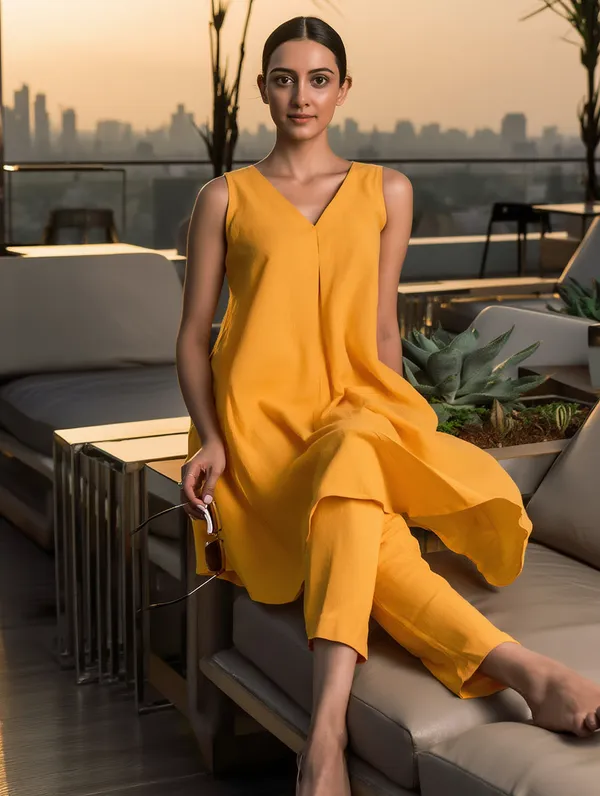 Yellow_A-line_Kurta_Set_