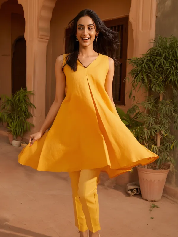 Yellow_A-line_Kurta_Set_