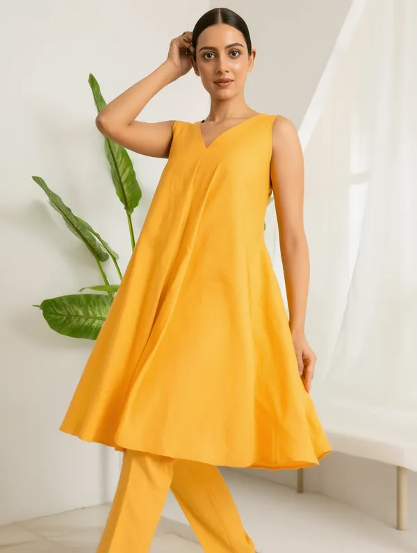 Yellow_A-line_Kurta_Set_