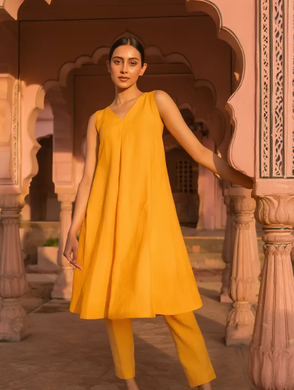 Yellow_A-line_Kurta_Set_