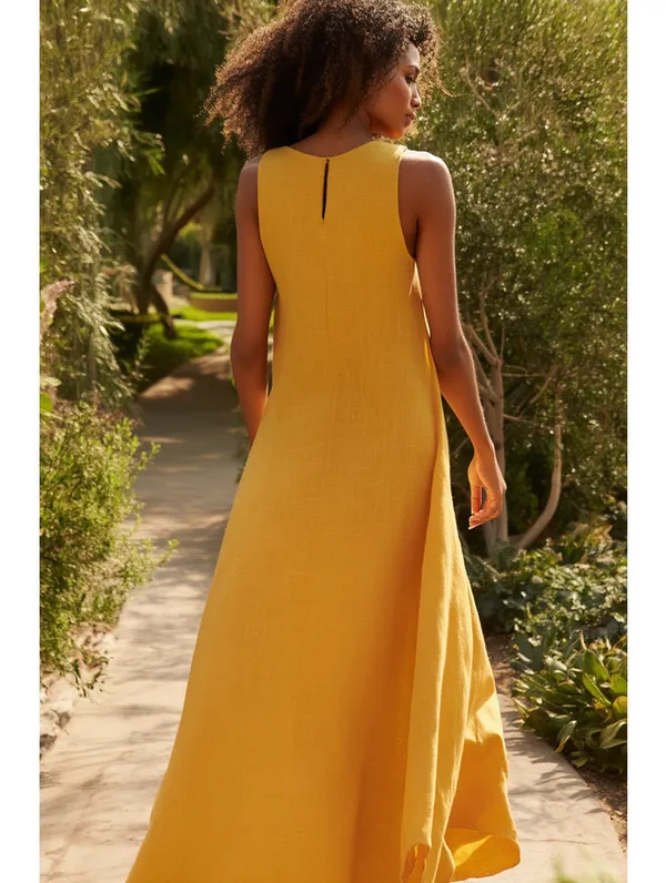 Mustard_Cotton-Linen_Blend_Maxi_For_Women