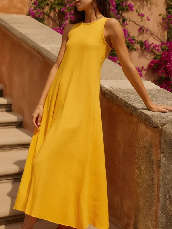 Mustard_Cotton-Linen_Blend_Maxi_For_Women