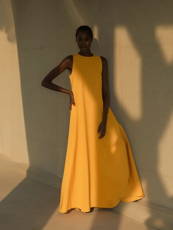 Mustard_Cotton-Linen_Blend_Maxi_For_Women