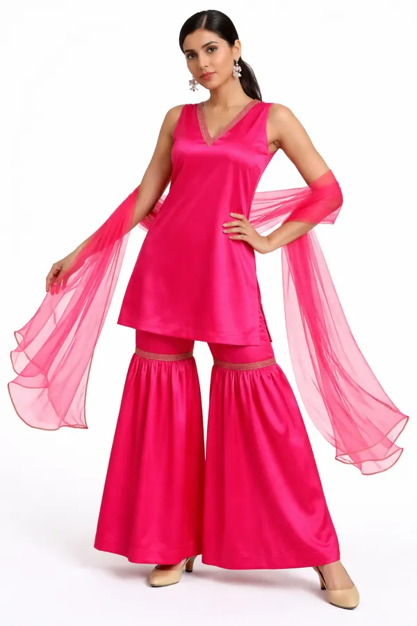Rani_Pink_Japanese_Satin_&_Organza_Sharara_Set_For_Women