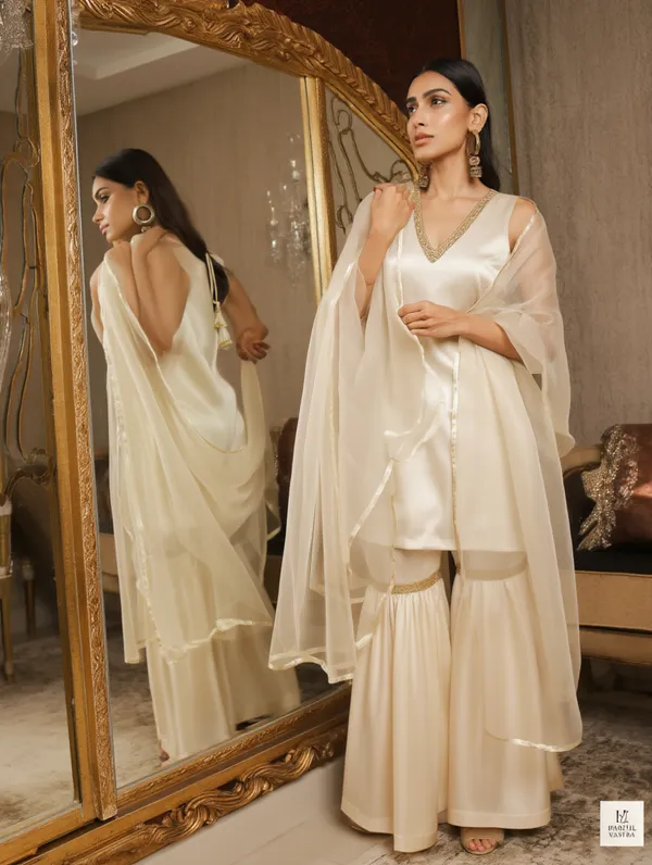 Ivory_Japanese_Satin_&_Organza_Sharara_Set_For_Women