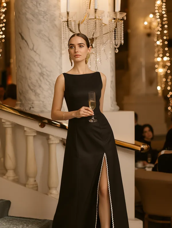 Black_Cotton-Linen_Blend_Gown_For_Women
