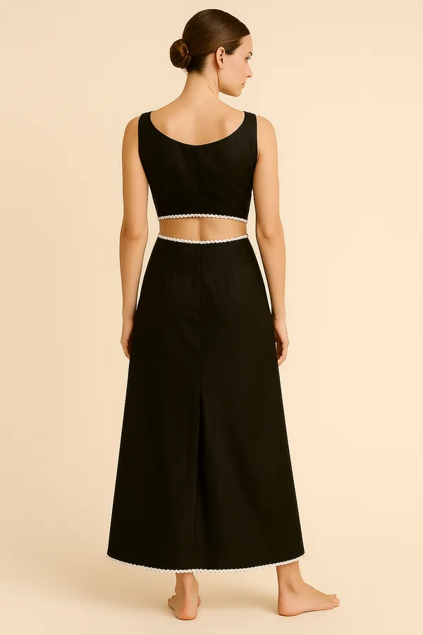 Black_Cotton-Linen_Blend_Gown_For_Women