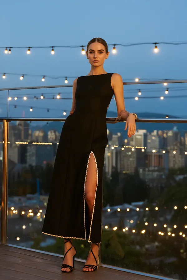 Black_Cotton-Linen_Blend_Gown_For_Women