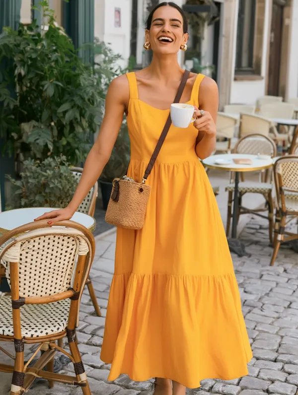 Saffron_Cotton-Linen_Blend_Midi_For_Women