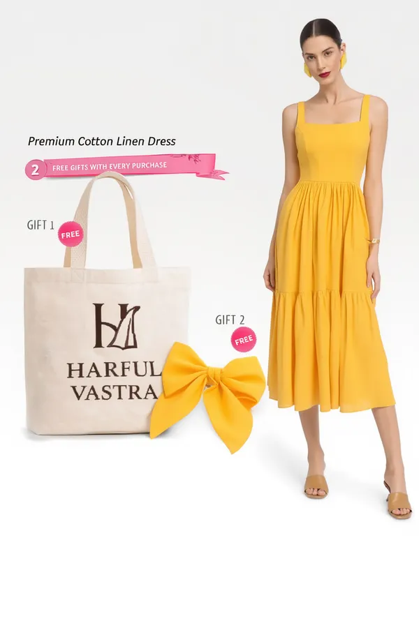 Saffron_Cotton-Linen_Blend_Midi_For_Women