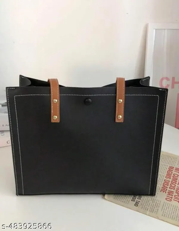 Black_Premium_Pu_Material_Casual_Hand_Bag_For_Women