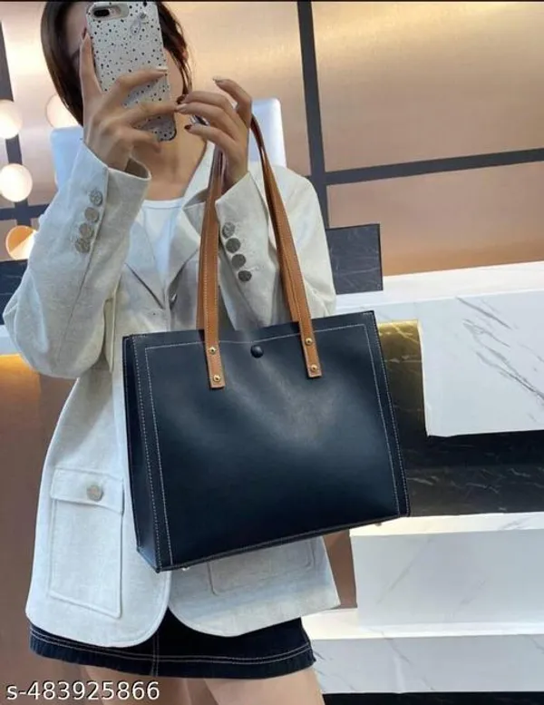 Black_Premium_Pu_Material_Casual_Hand_Bag_For_Women