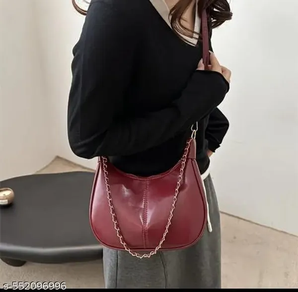 Maroon_Premium_Pu_Material_Casual_Siling_Bag_For_Women