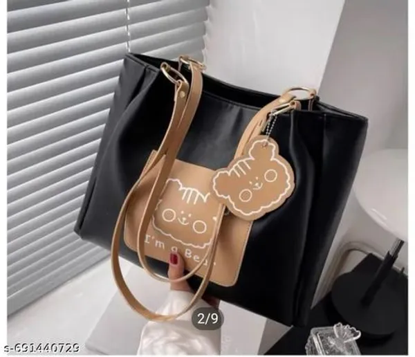 Black_Premium_Pu_Material_Casual_Hand_Bag_For_Women