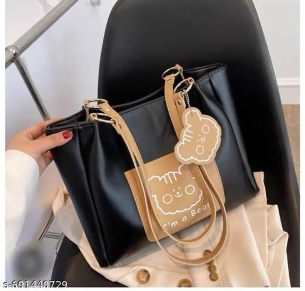 Black_Premium_Pu_Material_Casual_Hand_Bag_For_Women