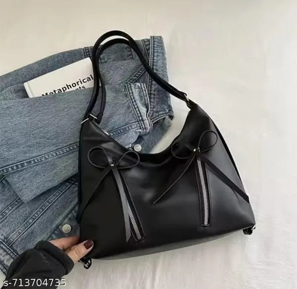 Black_Premium_Pu_Material_Casual_Hand_Bag_For_Women