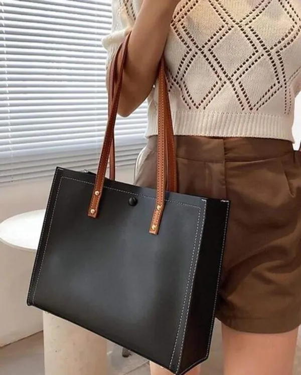 Black_Premium_Pu_Material_Casual_Hand_Bag_For_Women