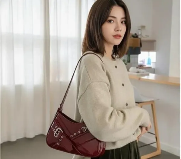 Brown_Premium_Pu_Material_Casual_Hand_Bag_For_Women