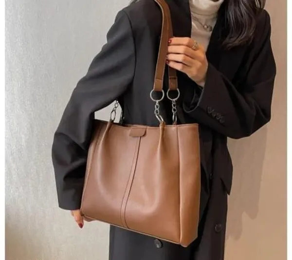Tan_Premium_Pu_Material_Casual_Hand_Bag_For_Women