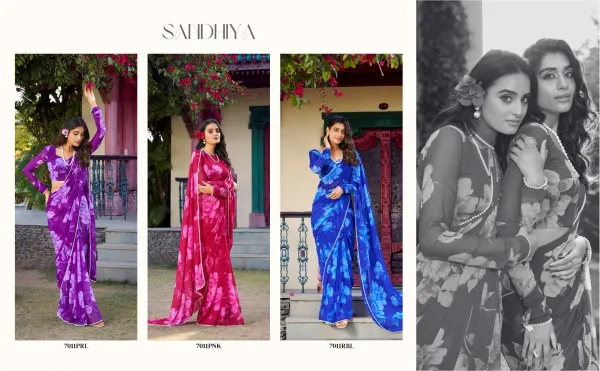 Pink_Floral_Printeded_Chiffon_Saree_With_Pearl_Lace_Border