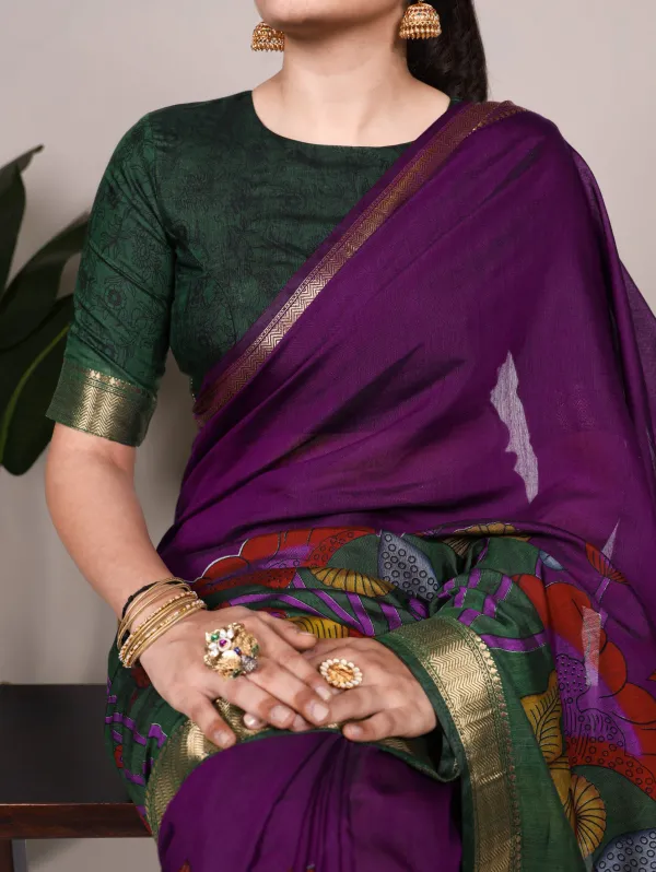 Purple_Blooming_Floral_Chanderi_Silk_Saree_For_Women