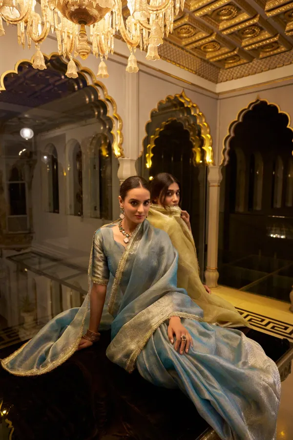 Sky_Blue_Tissue_Silk_Saree_With_Rich_Golden_Zari_Border