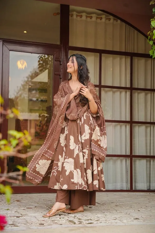Women’s_Brown_Cotton_Straight_Kurta_Palazzo_Set_with_Printed_Dupatta
