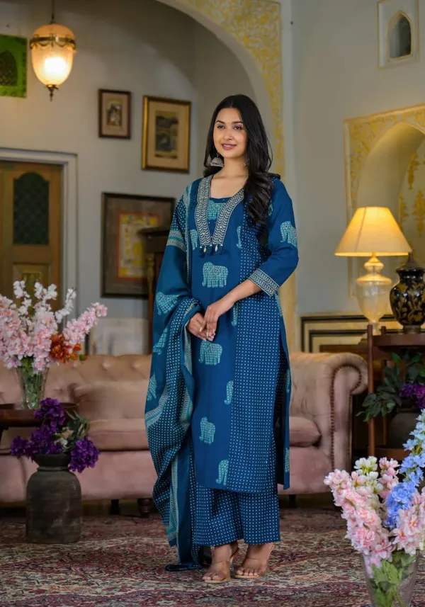 Navy_Blue_Pure_Cotton_Premium_Kurta_Pant_Dupatta_Set_For_Women