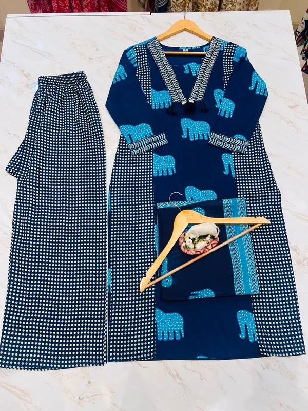 Navy_Blue_Pure_Cotton_Premium_Kurta_Pant_Dupatta_Set_For_Women