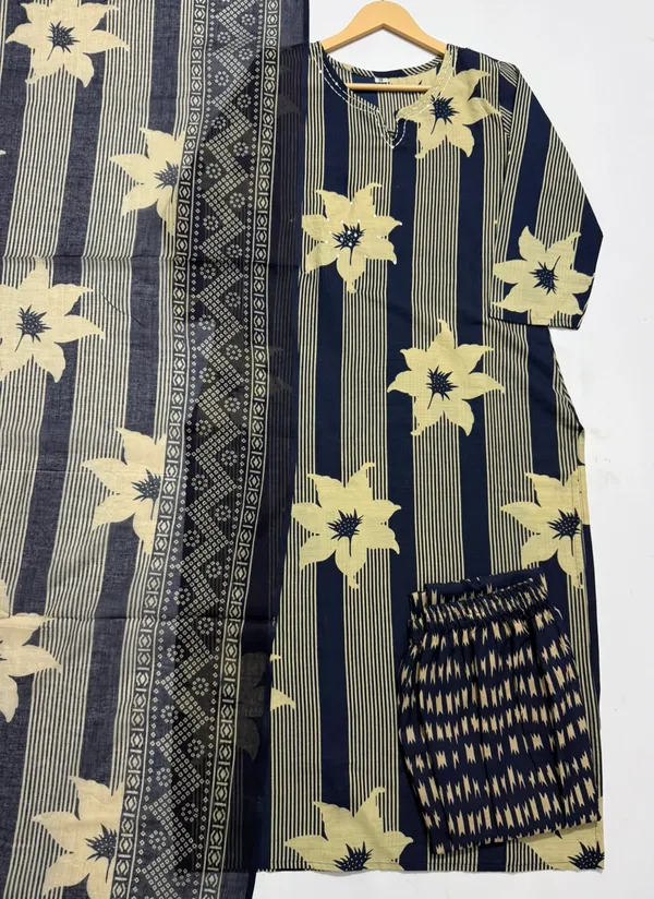 Blue_Floral_Printed_Kurta_Pant_Dupatta_Set