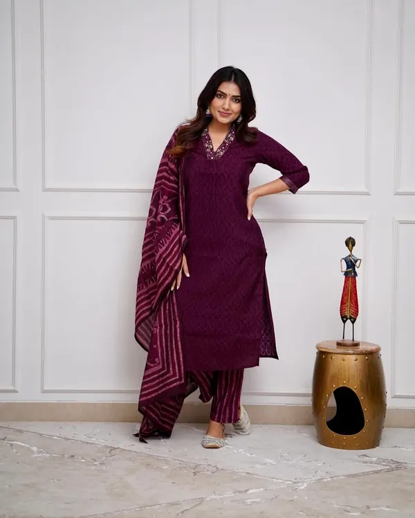 Premium_Wine_Printed_Kurta_Pant_Set_with_Dupatta_for_Women