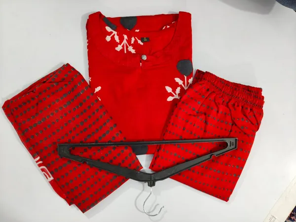Red_Cotton_Kurti_Pant_Dupatta_Set_For_Women