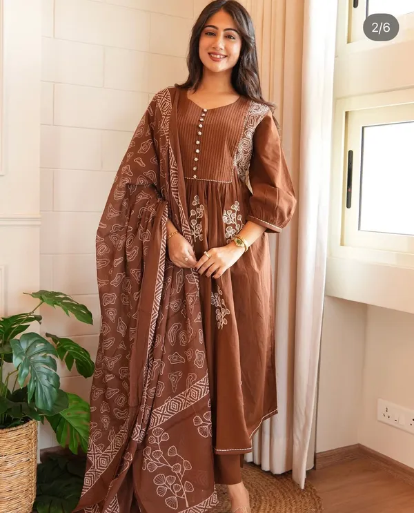 Vintage_Rust_Hand_Block_Inspired_Kurta_Pant_Dupatta_Set