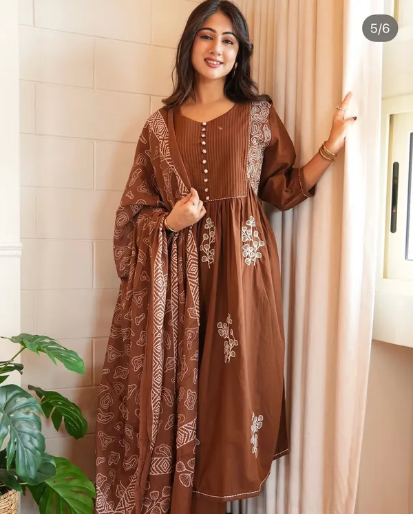 Vintage_Rust_Hand_Block_Inspired_Kurta_Pant_Dupatta_Set