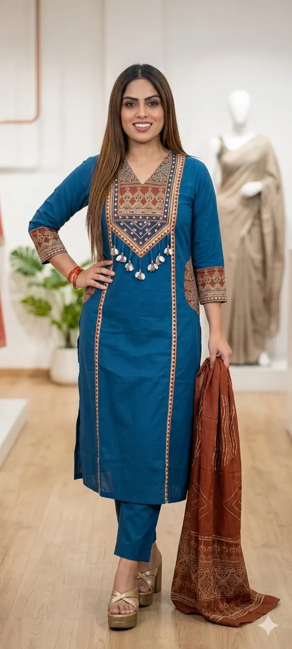 Royal_Blue_Ethnic_Kurta_Pant_Set_with_Dupatta