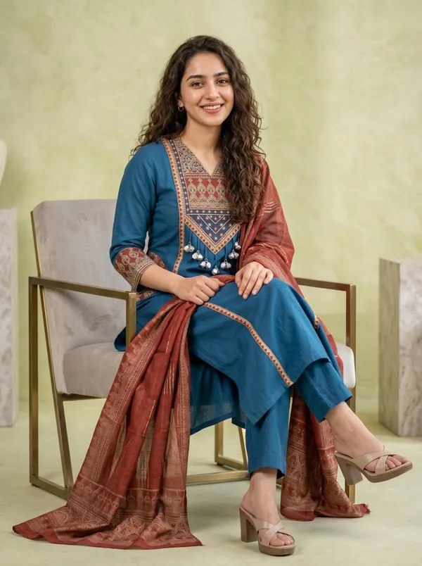 Royal_Blue_Ethnic_Kurta_Pant_Set_with_Dupatta