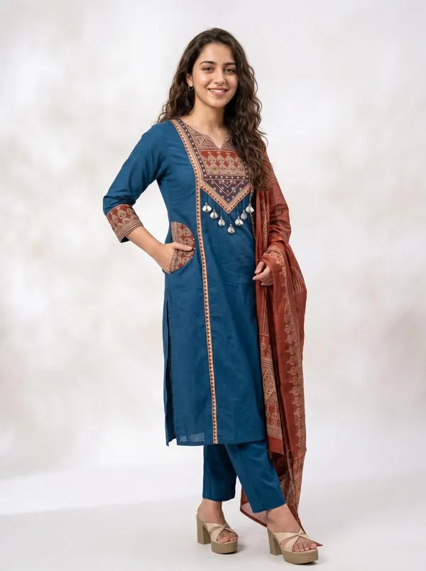 Royal_Blue_Ethnic_Kurta_Pant_Set_with_Dupatta