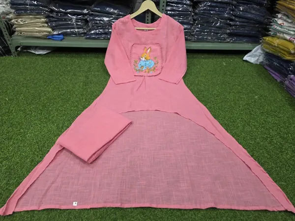 Premium_Soft_Cotton_Bunny_Print_Kurta_Palazzo_Set_-_Pink