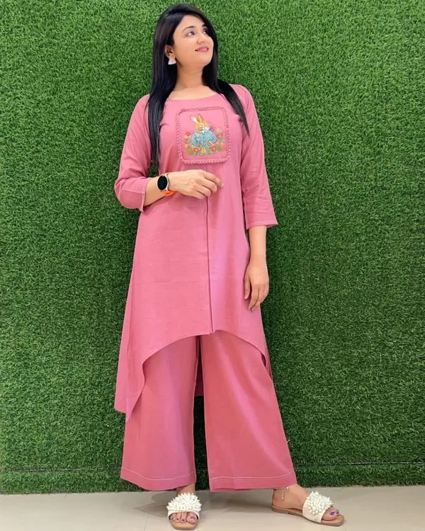 Premium_Soft_Cotton_Bunny_Print_Kurta_Palazzo_Set_-_Pink