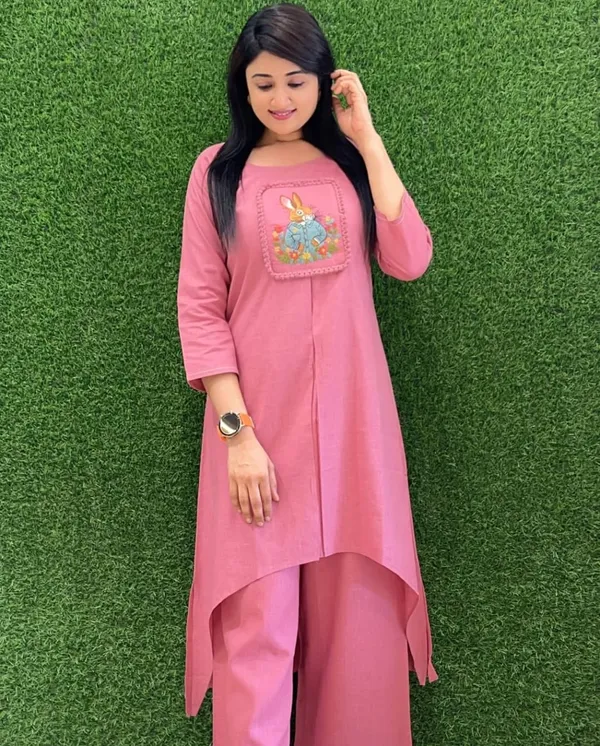 Premium_Soft_Cotton_Bunny_Print_Kurta_Palazzo_Set_-_Pink