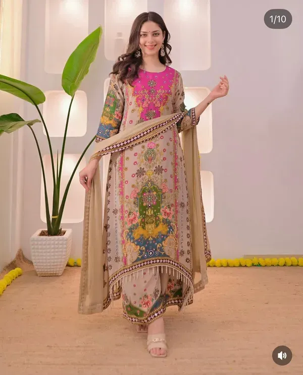 Royal_Beige_Printed_Kurta_with_Dupatta_Set