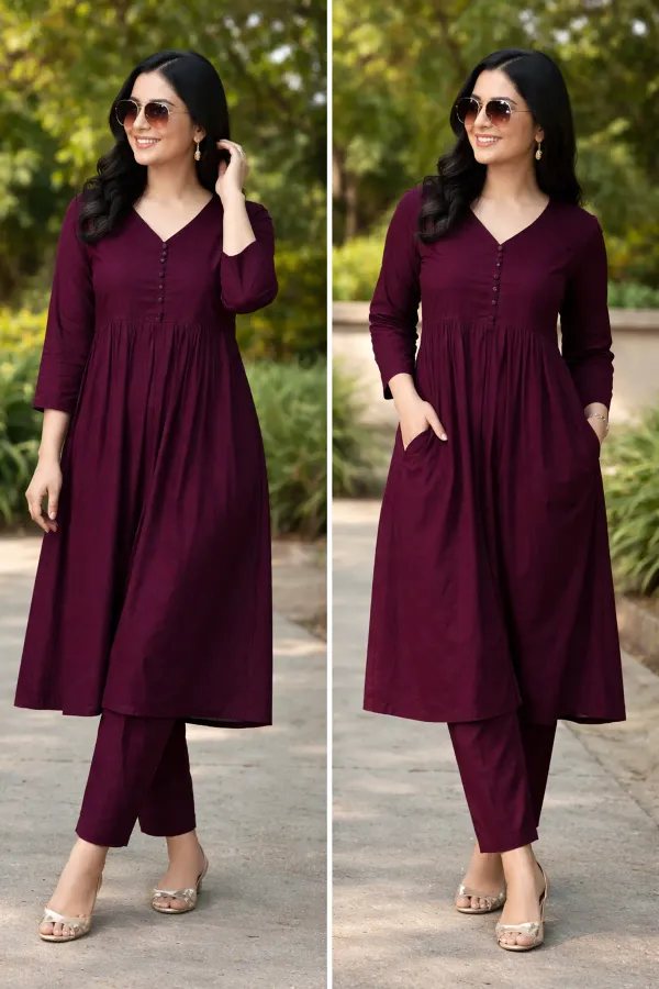 Wine_Rayon_Kurti_Palazzo_Set_for_Women