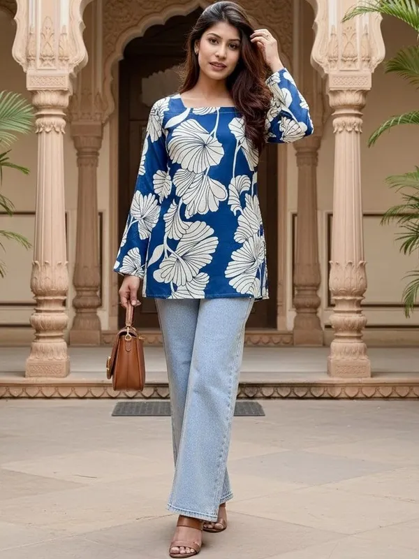 Women_Printed_Cotton_Straight_Kurti_Top_-_White_-_Blue